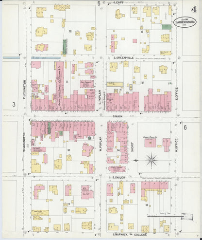Sanborn Fire Insurance Map from Harrodsburg, Mercer County, Kentucky (1901), Sheet #0004 - Complete Map Set gallery image, historic Sanborn map, vintage wall art, Kentucky Kentucky