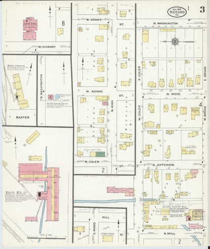 Sanborn Fire Insurance Map from Neosho, Newton County, Missouri (1909), Sheet #0003 - Complete Map Set gallery image, historic Sanborn map, vintage wall art, Missouri Missouri
