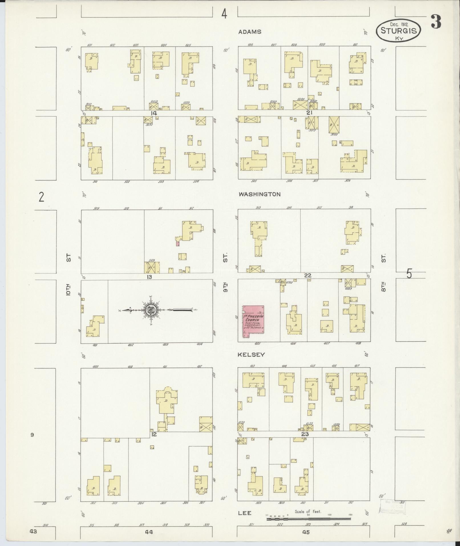 Sanborn Fire Insurance Map from Sturgis, Union County, Kentucky (1912), Sheet #0003 - Complete Map Set gallery image, historic Sanborn map, vintage wall art, Kentucky Kentucky