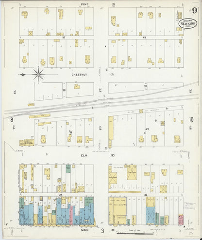 Sanborn Fire Insurance Map from Newkirk, Kay County, Oklahoma (1907), Sheet #0009 - Complete Map Set gallery image, historic Sanborn map, vintage wall art, Oklahoma Oklahoma