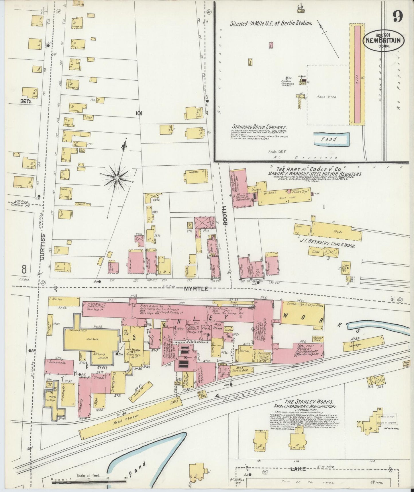 Sanborn Fire Insurance Map from New Britain, Hartford County, Connecticut (1901), Sheet #0009 - Complete Map Set gallery image, historic Sanborn map, vintage wall art, Connecticut Connecticut