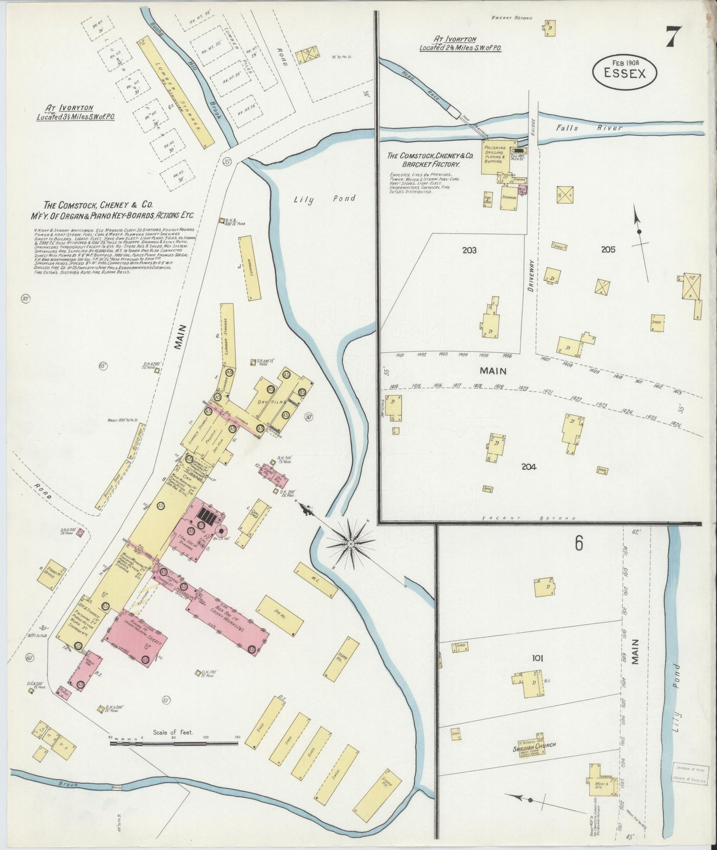 Sanborn Fire Insurance Map from Essex, Middlesex County, Connecticut (1908), Sheet #0007 - Complete Map Set gallery image, historic Sanborn map, vintage wall art, Connecticut Connecticut