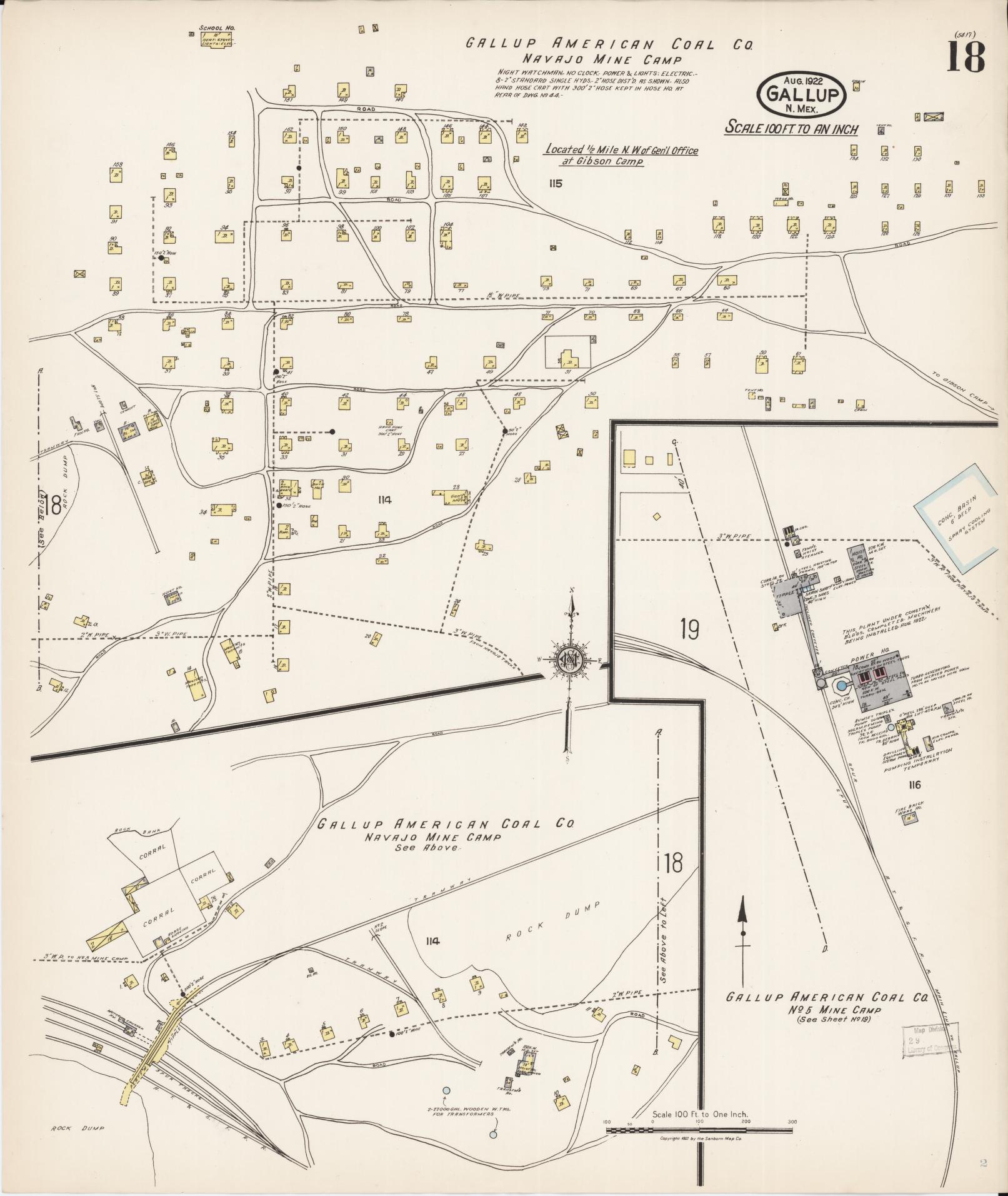Sanborn Fire Insurance Map from Gallup, Mckinley County, New Mexico (1922), Sheet #0018 - Complete Map Set gallery image, historic Sanborn map, vintage wall art, New Mexico New Mexico