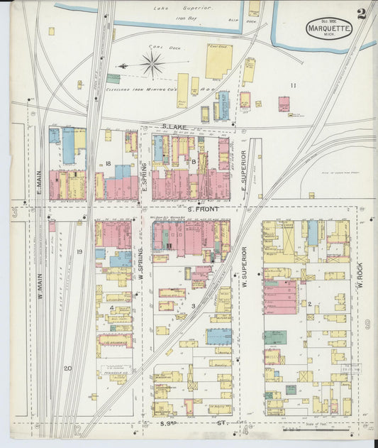 Sanborn Fire Insurance Map from Marquette, Marquette County, Michigan (1892), Sheet #0002 - Historic Sanborn Fire Insurance Map Print, vintage old map wall art, antique decor, genealogy gift, Michigan Michigan map