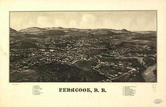 Penacook, N.H. (1887) – Historic Bird’s-Eye View Panorama Print