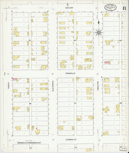 Sanborn Fire Insurance Map from Tell City, Perry County, Indiana (1909), Sheet #0008 - Complete Map Set gallery image, historic Sanborn map, vintage wall art, Indiana Indiana