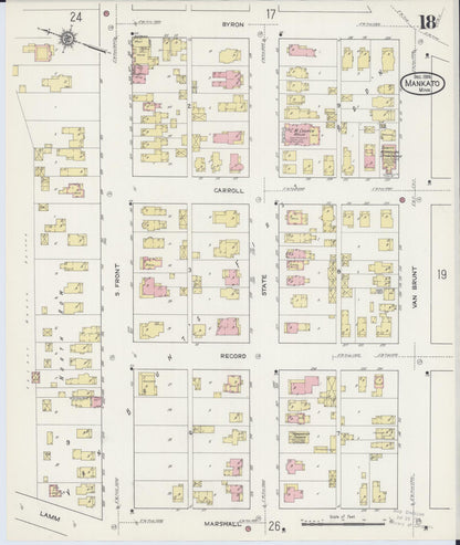 Sanborn Fire Insurance Map from Mankato, Blue Earth County, Minnesota (1914), Sheet #0018 - Complete Map Set gallery image, historic Sanborn map, vintage wall art, Minnesota Minnesota
