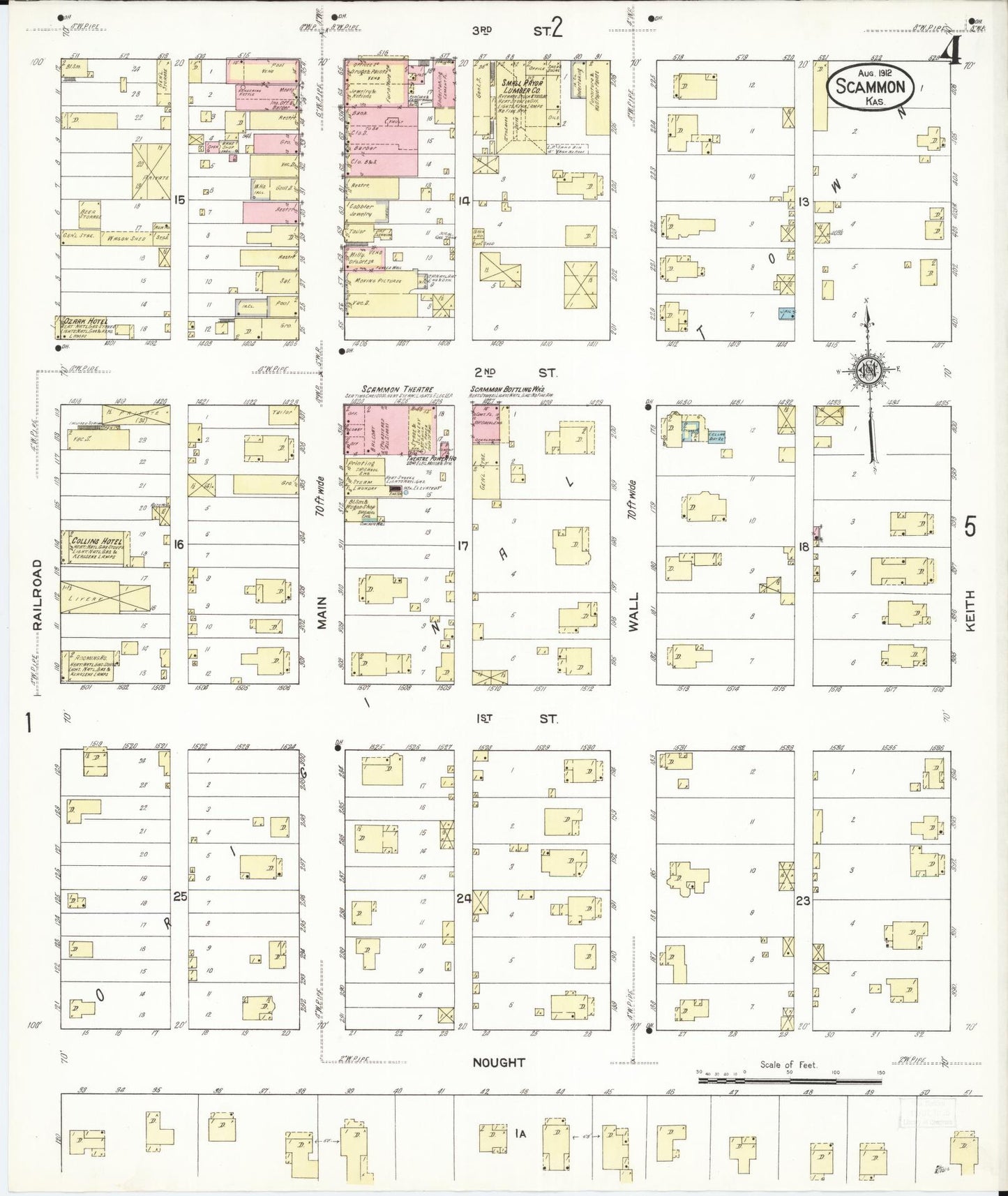 Sanborn Fire Insurance Map from Scammon, Cherokee County, Kansas (1912), Sheet #0004 - Complete Map Set gallery image, historic Sanborn map, vintage wall art, Kansas Kansas