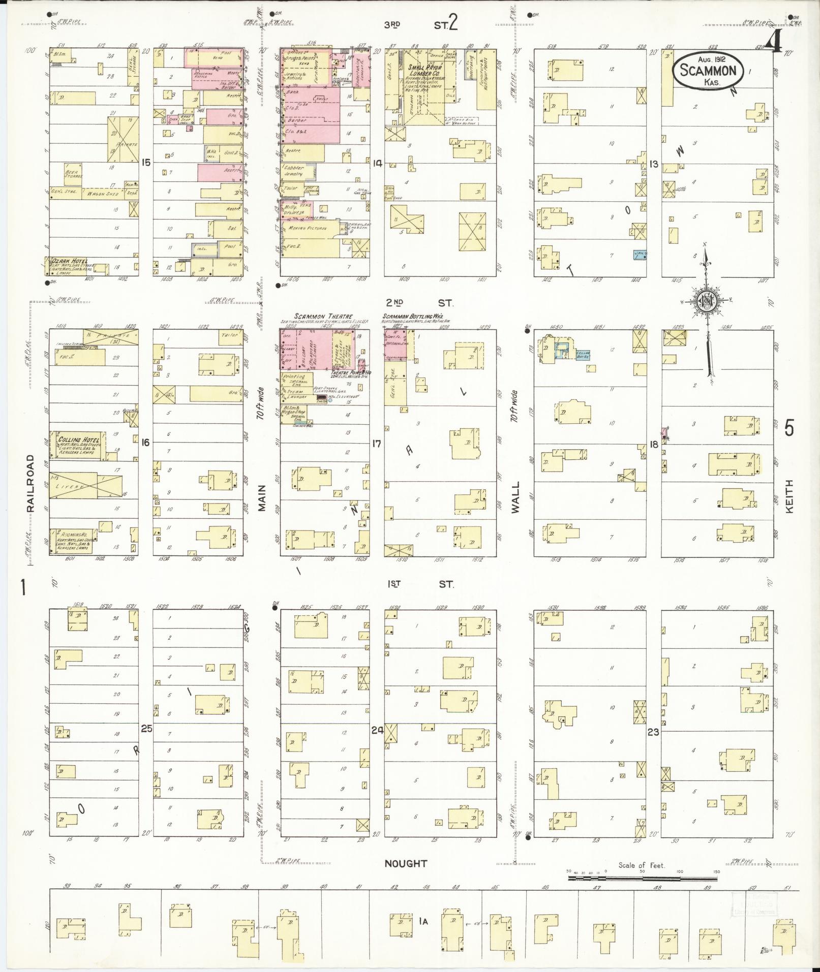 Sanborn Fire Insurance Map from Scammon, Cherokee County, Kansas (1912), Sheet #0004 - Complete Map Set gallery image, historic Sanborn map, vintage wall art, Kansas Kansas