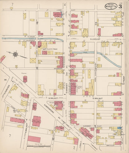 Sanborn Fire Insurance Map from Marietta, Lancaster County, Pennsylvania (1922), Sheet #0003 - Complete Map Set gallery image, historic Sanborn map, vintage wall art, Pennsylvania Pennsylvania