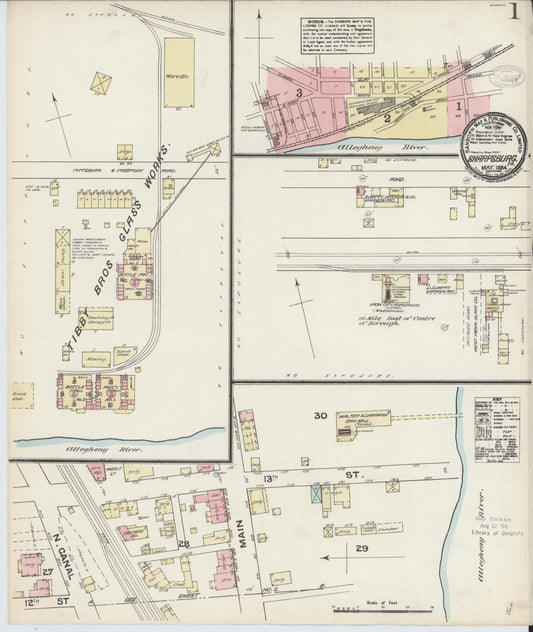 Sanborn Fire Insurance Map from Sharpsburg, Allegheny County, Pennsylvania (1884), Sheet #0001 - Historic Sanborn Fire Insurance Map Print, vintage old map wall art, antique decor, genealogy gift, Pennsylvania Pennsylvania map