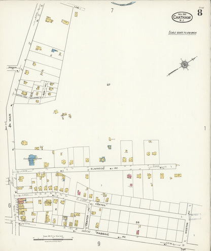 Sanborn Fire Insurance Map from Chatham, Morris County, New Jersey (1921), Sheet #0008 - Complete Map Set gallery image, historic Sanborn map, vintage wall art, New Jersey New Jersey