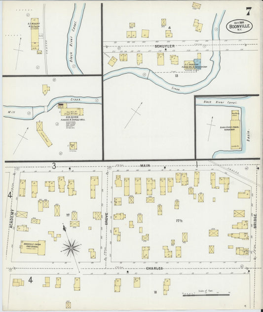 Sanborn Fire Insurance Map from Boonville, Oneida County, New York (1899), Sheet #0007 - Historic Sanborn Fire Insurance Map Print, vintage old map wall art, antique decor, genealogy gift, New York New York map