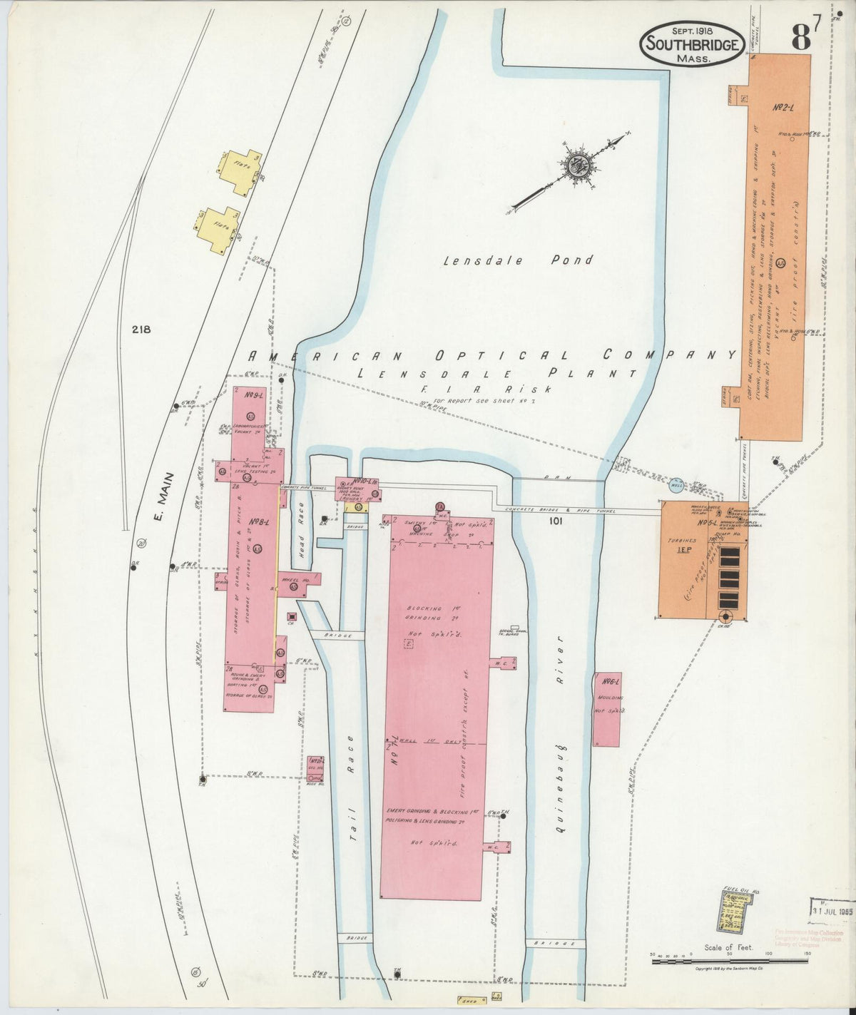 Sanborn Fire Insurance Map from Southbridge, Worcester County, Massachusetts (1918), Sheet #0008 - Complete Map Set gallery image, historic Sanborn map, vintage wall art, Massachusetts Massachusetts