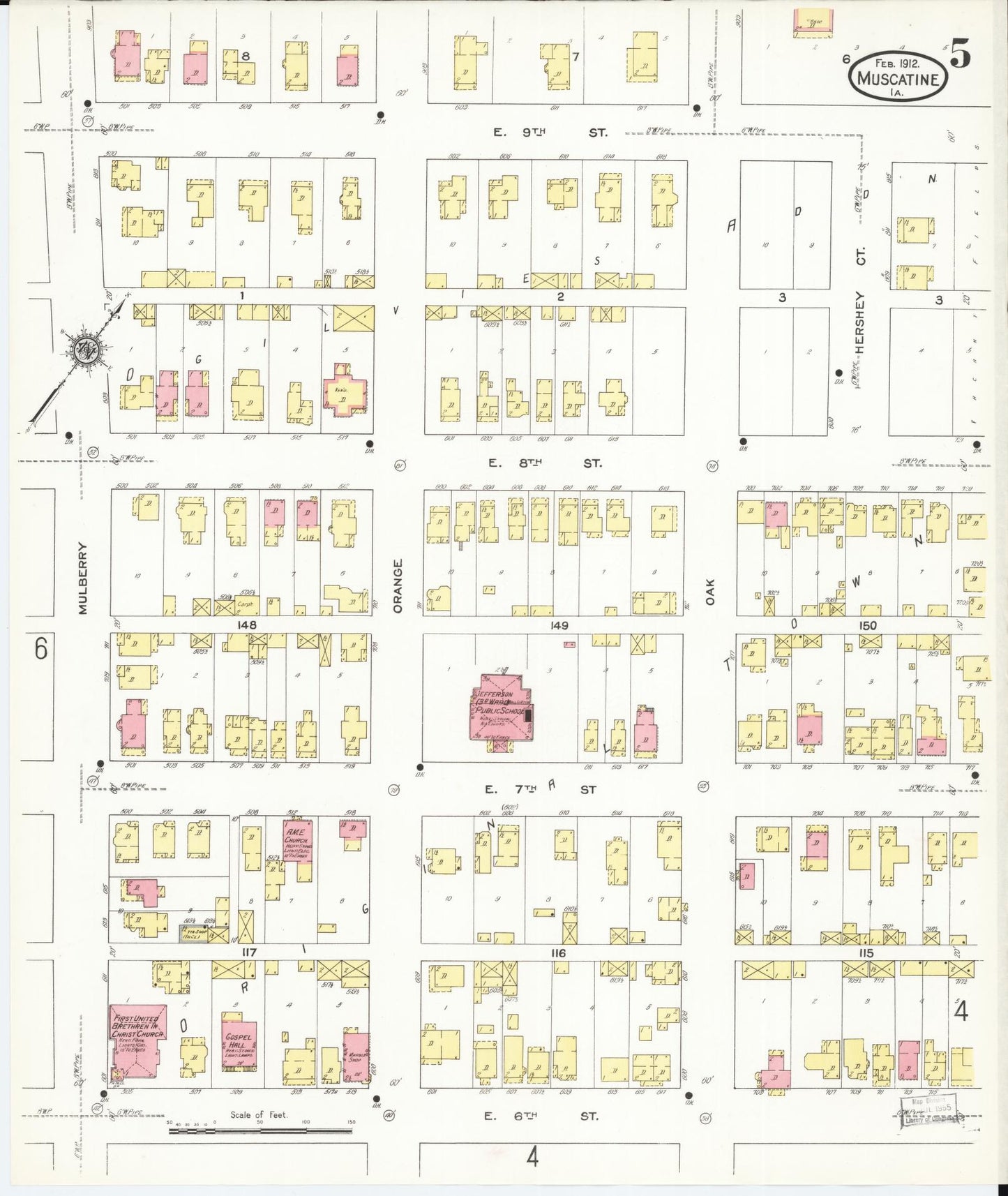 Sanborn Fire Insurance Map from Muscatine, Muscatine County, Iowa (1912), Sheet #0005 - Historic Sanborn Fire Insurance Map Print