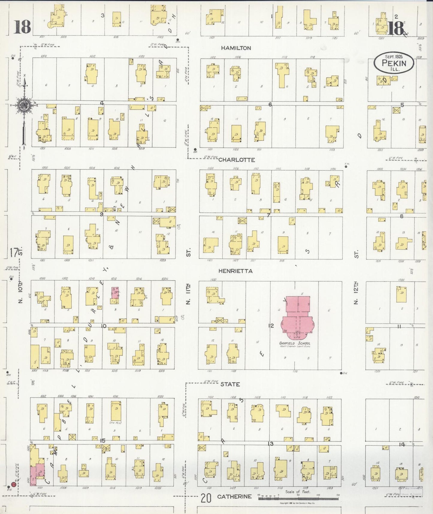 Sanborn Fire Insurance Map from Pekin, Tazewell County, Illinois (1925), Sheet #0018 - Historic Sanborn Fire Insurance Map Print, vintage old map wall art, antique decor, genealogy gift, Illinois Illinois map