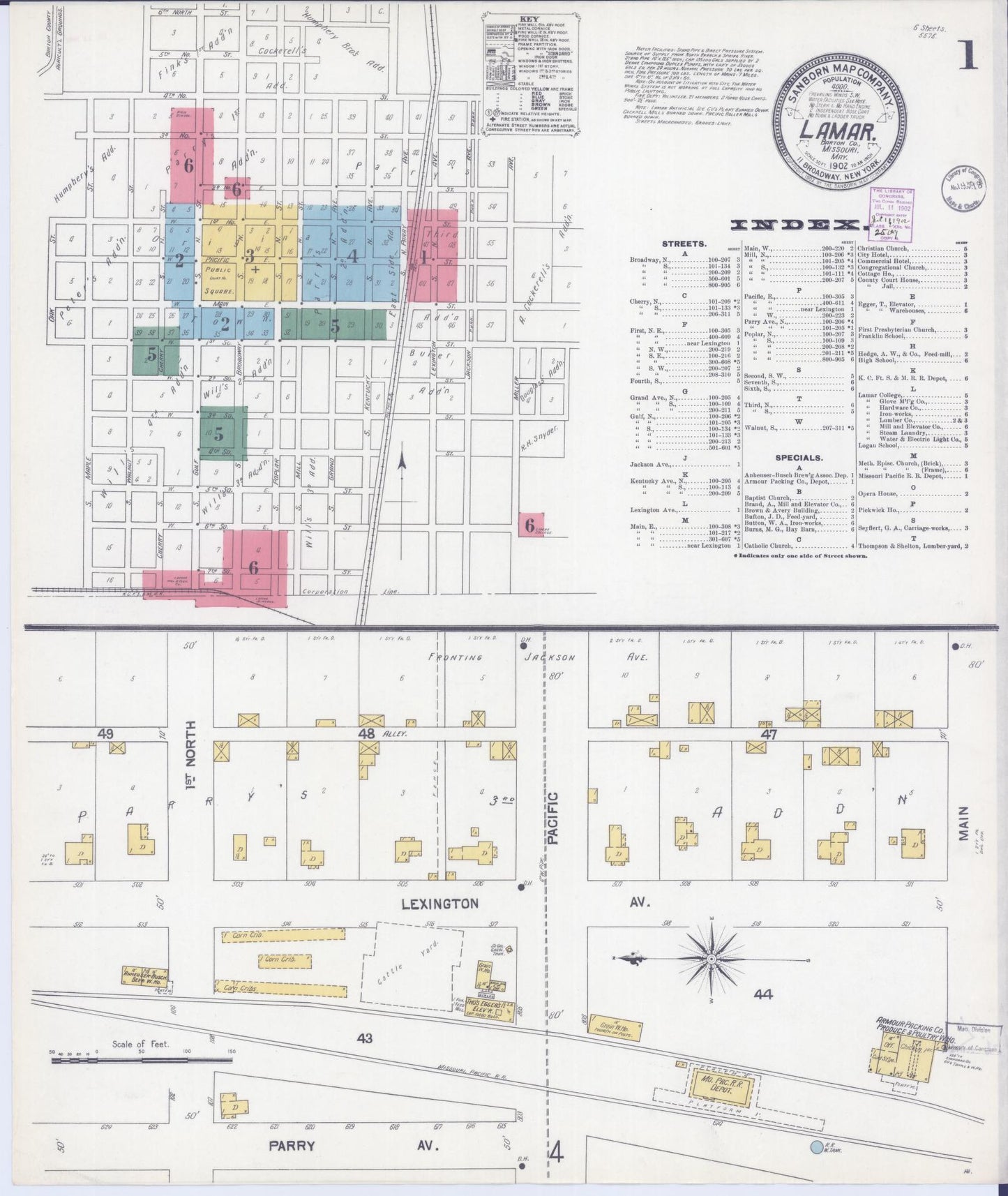 Sanborn Fire Insurance Map from Lamar, Barton County, Missouri (1902), Sheet #0001 - Complete Map Set gallery image, historic Sanborn map, vintage wall art, Missouri Missouri