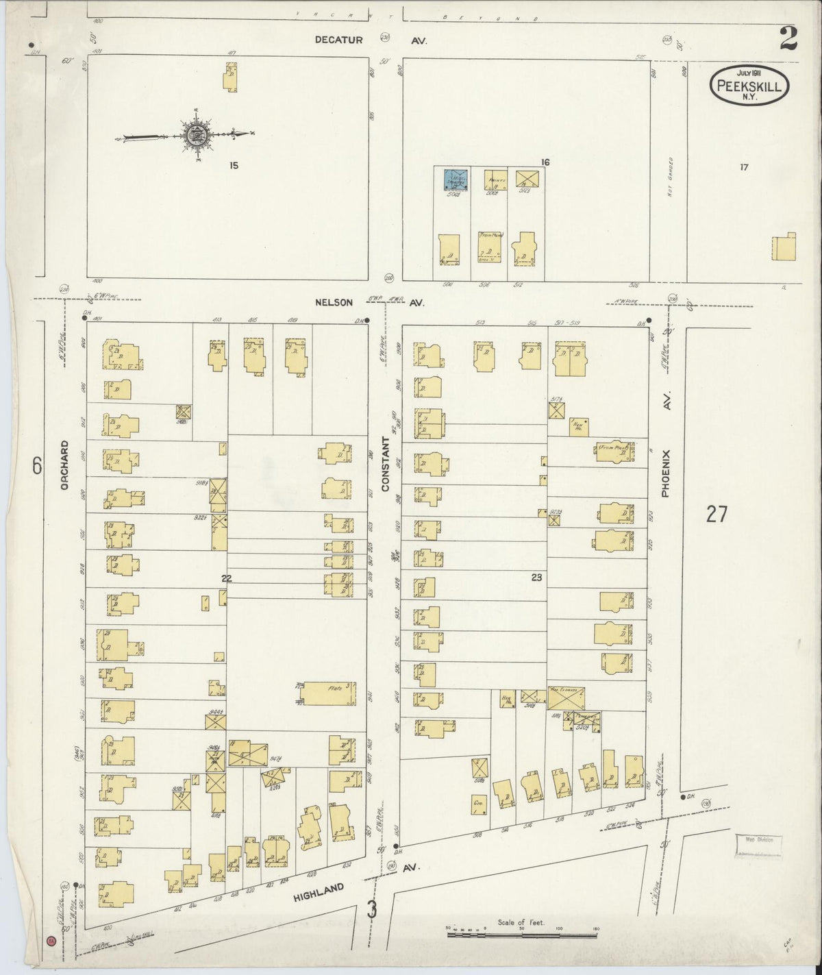 Sanborn Fire Insurance Map from Peekskill, Westchester County, New York (1911), Sheet #0002 - Complete Map Set gallery image, historic Sanborn map, vintage wall art, New York New York