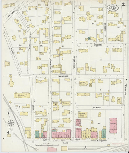 Sanborn Fire Insurance Map from Ayer, Middlesex County, Massachusetts (1897), Sheet #0002 - Historic Sanborn Fire Insurance Map Print, vintage old map wall art, antique decor, genealogy gift, Massachusetts Massachusetts map