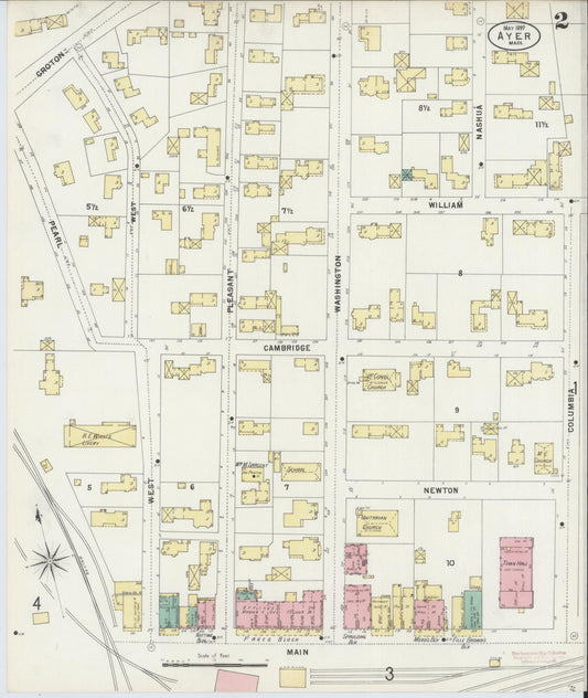 Sanborn Fire Insurance Map from Ayer, Middlesex County, Massachusetts (1897), Sheet #0002 - Historic Sanborn Fire Insurance Map Print, vintage old map wall art, antique decor, genealogy gift, Massachusetts Massachusetts map