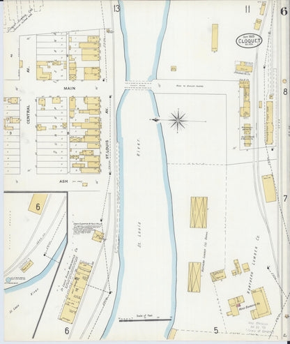 Sanborn Fire Insurance Map from Cloquet, Carlton County, Minnesota (1905), Sheet #0006 - Historic Sanborn Fire Insurance Map Print, vintage old map wall art, antique decor, genealogy gift, Minnesota Minnesota map