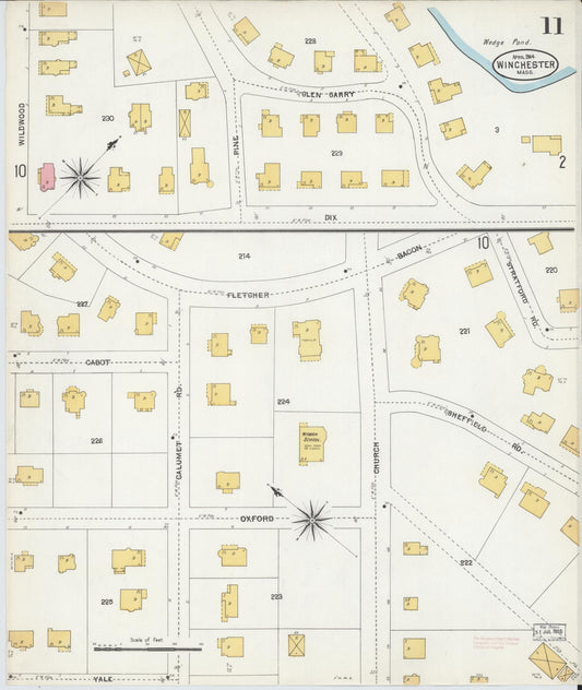 Sanborn Fire Insurance Map from Winchester, Middlesex County, Massachusetts (1904), Sheet #0011 - Historic Sanborn Fire Insurance Map Print, vintage old map wall art, antique decor, genealogy gift, Massachusetts Massachusetts map