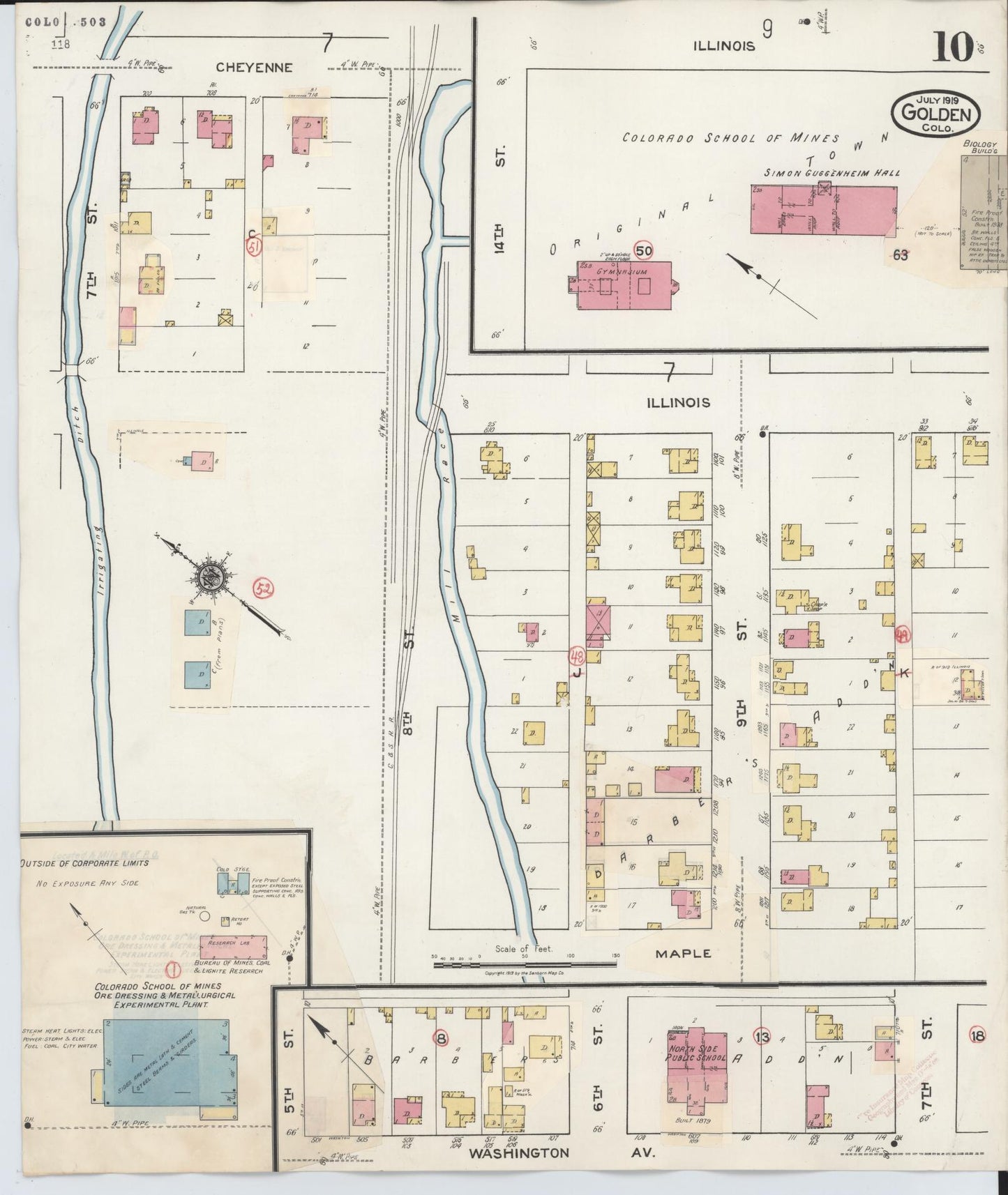Sanborn Fire Insurance Map from Golden, Jefferson County, Colorado (1938), Sheet #0010 - Complete Map Set gallery image, historic Sanborn map, vintage wall art, Colorado Colorado