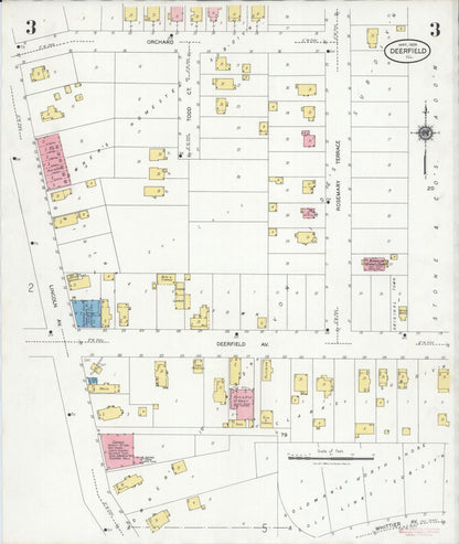 Sanborn Fire Insurance Map from Deerfield, Lake County, Illinois (1929), Sheet #0003 - Historic Sanborn Fire Insurance Map Print, vintage old map wall art, antique decor, genealogy gift, Illinois Illinois map