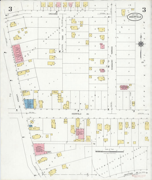 Sanborn Fire Insurance Map from Deerfield, Lake County, Illinois (1929), Sheet #0003 - Historic Sanborn Fire Insurance Map Print, vintage old map wall art, antique decor, genealogy gift, Illinois Illinois map