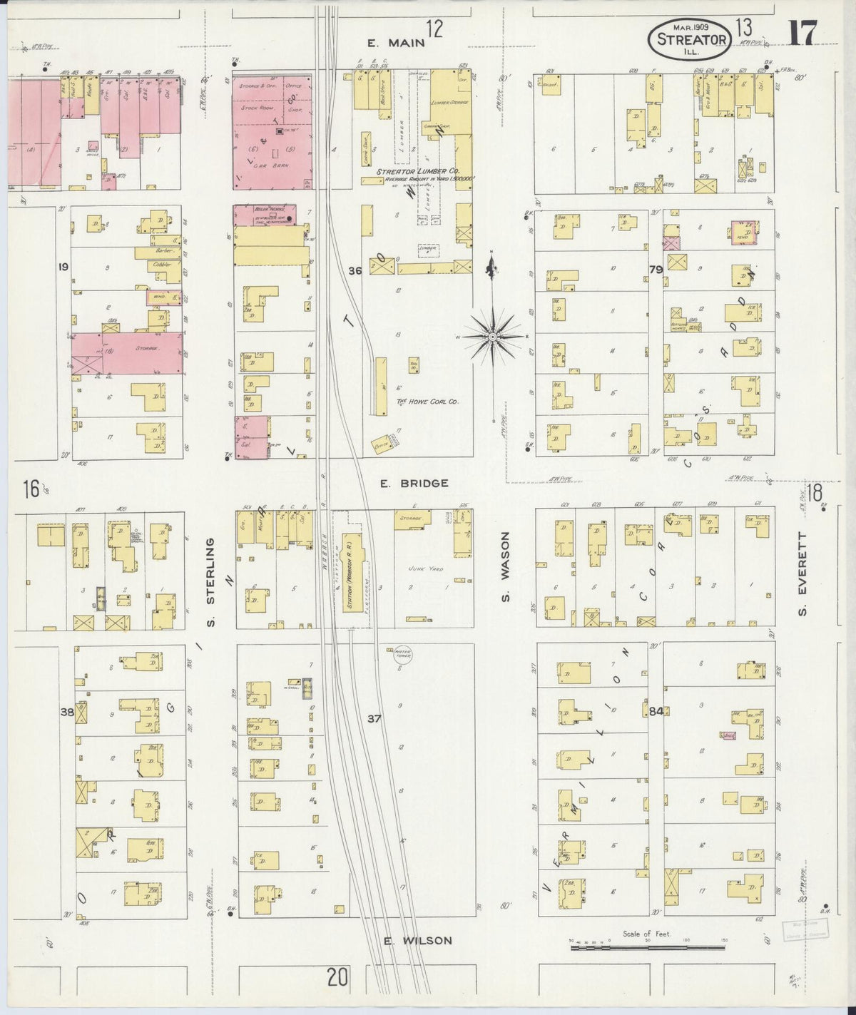Sanborn Fire Insurance Map from Streator, La Salle County, Illinois (1909), Sheet #0017 - Complete Map Set gallery image, historic Sanborn map, vintage wall art, Illinois Illinois