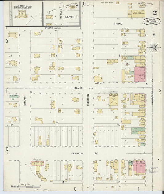 Sanborn Fire Insurance Map from Redfield, Spink County, South Dakota (1898), Sheet #0002 - Historic Sanborn Fire Insurance Map Print, vintage old map wall art, antique decor, genealogy gift, South Dakota South Dakota map