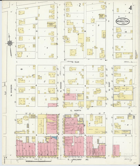 Sanborn Fire Insurance Map from Morrilton, Conway County, Arkansas (1913), Sheet #0004 - Historic Sanborn Fire Insurance Map Print, vintage old map wall art, antique decor, genealogy gift, Arkansas Arkansas map