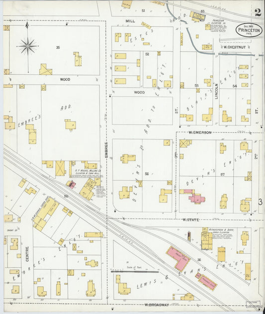 Sanborn Fire Insurance Map from Princeton, Gibson County, Indiana (1900), Sheet #0002 - Historic Sanborn Fire Insurance Map Print, vintage old map wall art, antique decor, genealogy gift, Indiana Indiana map