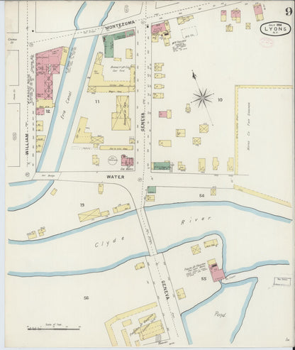 Sanborn Fire Insurance Map from Lyons, Wayne County, New York (1894), Sheet #0009 - Historic Sanborn Fire Insurance Map Print, vintage old map wall art, antique decor, genealogy gift, New York New York map