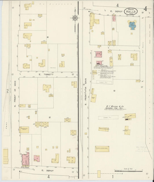 Sanborn Fire Insurance Map from Halls, Lauderdale County, Tennessee (1915), Sheet #0004 - Historic Sanborn Fire Insurance Map Print, vintage old map wall art, antique decor, genealogy gift, Tennessee Tennessee map