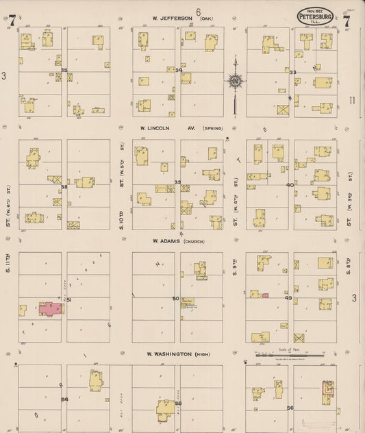 Sanborn Fire Insurance Map from Petersburg, Menard County, Illinois (1922), Sheet #0007 - Historic Sanborn Fire Insurance Map Print, vintage old map wall art, antique decor, genealogy gift, Illinois Illinois map