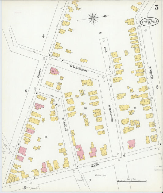 Sanborn Fire Insurance Map from Little Falls, Herkimer County, New York (1900), Sheet #0005 - Historic Sanborn Fire Insurance Map Print, vintage old map wall art, antique decor, genealogy gift, New York New York map