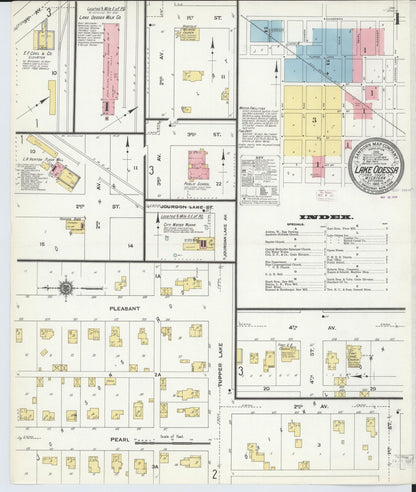 Sanborn Fire Insurance Map from Lake Odessa, Ionia County, Michigan (1910), Sheet #0001 - Historic Sanborn Fire Insurance Map Print, vintage old map wall art, antique decor, genealogy gift, Michigan Michigan map