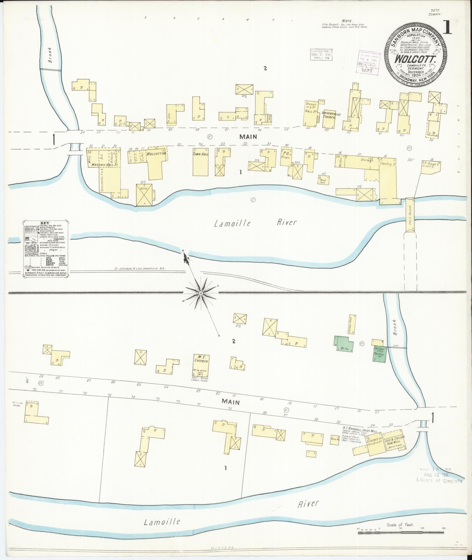 Sanborn Fire Insurance Map from Wolcott, Lamoille County, Vermont. (1904) – Historic Sanborn Fire Insurance Map Print