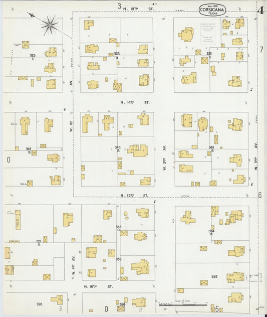 Sanborn Fire Insurance Map from Corsicana, Navarro County, Texas (1900), Sheet #0004 - Historic Sanborn Fire Insurance Map Print, vintage old map wall art, antique decor, genealogy gift, Texas Texas map