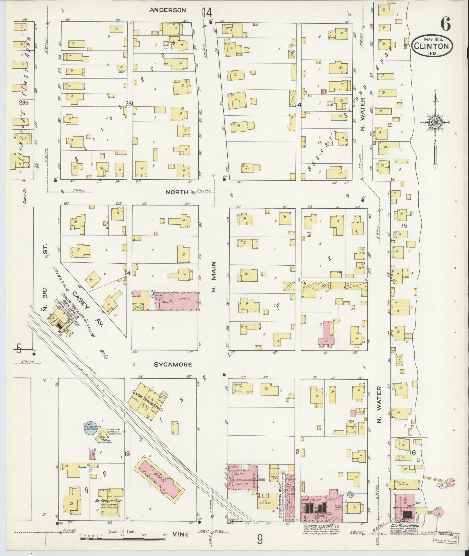 Sanborn Fire Insurance Map from Clinton, Vermillion County, Indiana (1915), Sheet #0006 - Complete Map Set gallery image, historic Sanborn map, vintage wall art, Indiana Indiana