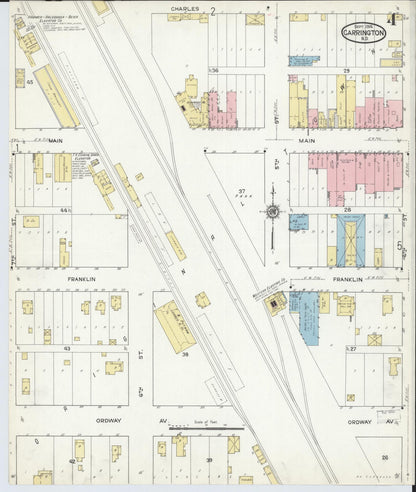 Sanborn Fire Insurance Map from Carrington, Foster County, North Dakota (1914), Sheet #0004 - Complete Map Set gallery image, historic Sanborn map, vintage wall art, North Dakota North Dakota