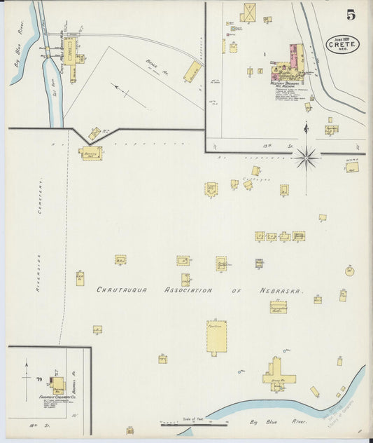 Sanborn Fire Insurance Map from Crete, Saline County, Nebraska (1897), Sheet #0005 - Historic Sanborn Fire Insurance Map Print, vintage old map wall art, antique decor, genealogy gift, Nebraska Nebraska map