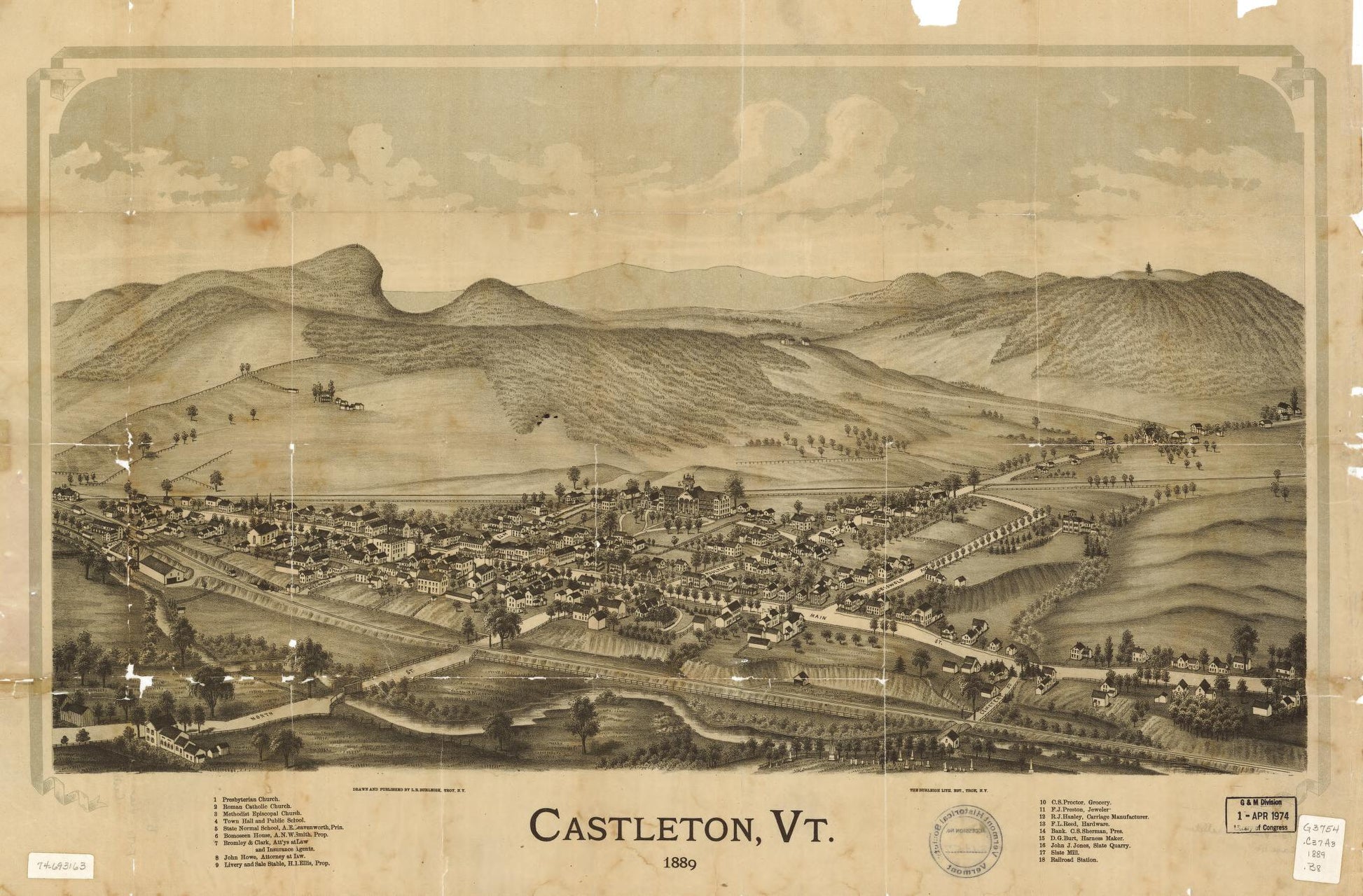 Castleton, Vt. 1889. (1889) – Historic Bird’s-Eye View Panorama Print