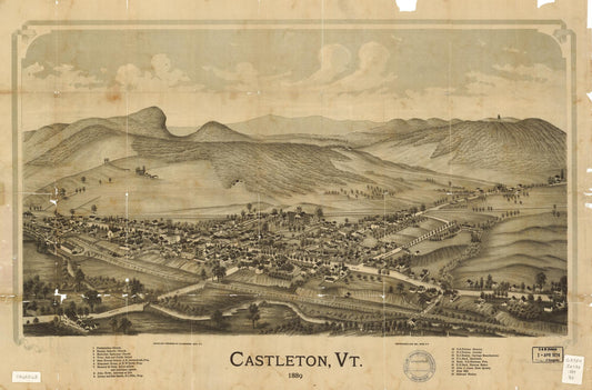 Castleton, Vt. 1889. (1889) – Historic Bird’s-Eye View Panorama Print