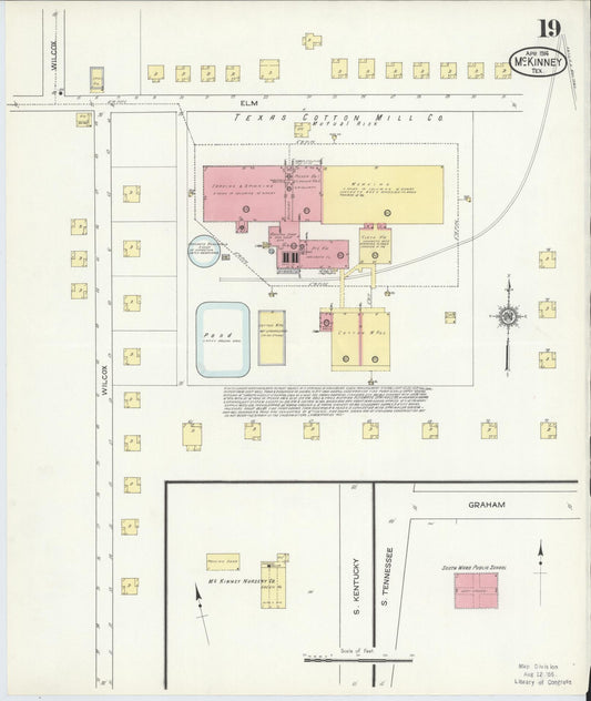 Sanborn Fire Insurance Map from McKinney, Collin County, Texas (1914), Sheet #0019 - Historic Sanborn Fire Insurance Map Print, vintage old map wall art, antique decor, genealogy gift, Texas Texas map
