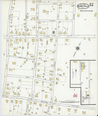 Sanborn Fire Insurance Map from Bennettsville, Marlboro County, South Carolina (1920), Sheet #0012 - Complete Map Set gallery image, historic Sanborn map, vintage wall art, South Carolina South Carolina