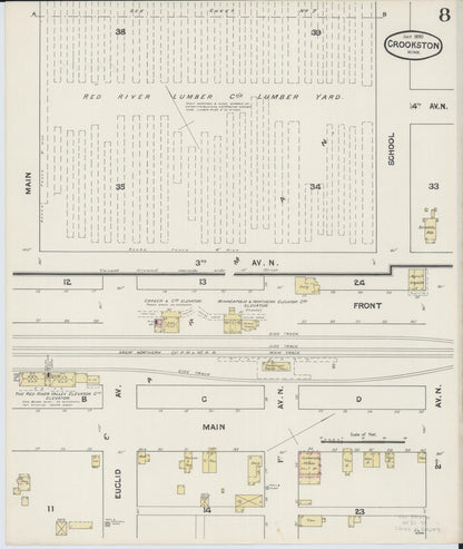 Sanborn Fire Insurance Map from Crookston, Polk County, Minnesota (1890), Sheet #0008 - Complete Map Set gallery image, historic Sanborn map, vintage wall art, Minnesota Minnesota