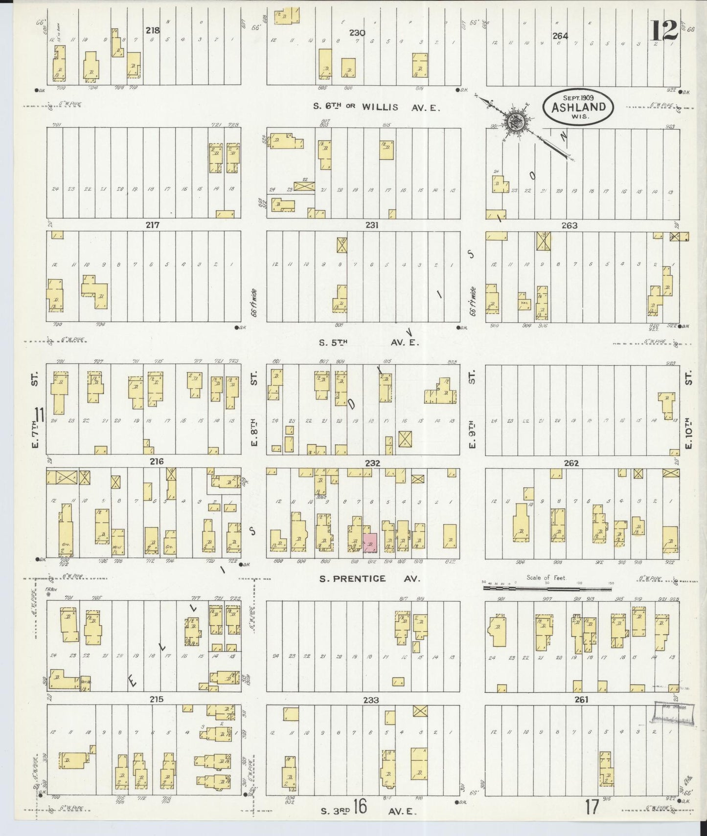 Sanborn Fire Insurance Map from Ashland, Ashland County, Wisconsin (1909), Sheet #0012 - Complete Map Set gallery image, historic Sanborn map, vintage wall art, Wisconsin Wisconsin