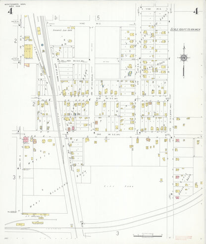 Sanborn Fire Insurance Map from Montgomery, Le Sueur  County, Minnesota (1938), Sheet #0004 - Complete Map Set gallery image, historic Sanborn map, vintage wall art, Minnesota Minnesota